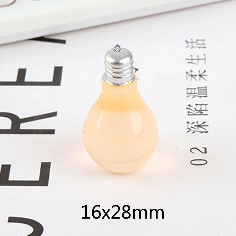 10Pcs Luminous Light Bulb Resin Charms Pendants Jewelry Making DIY Craft