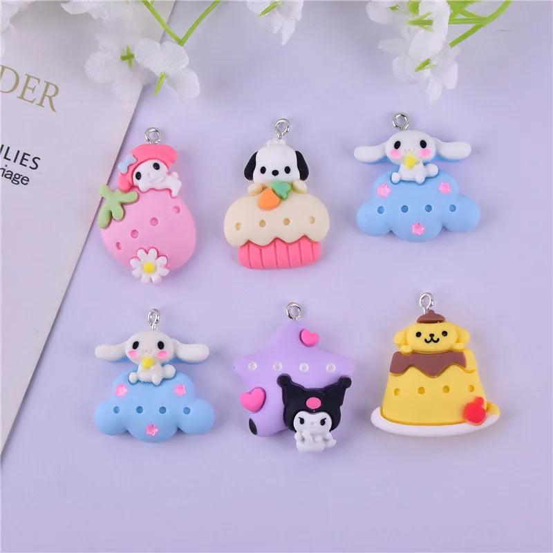 10Pcs Dog Cake Resin Charms for DIY Jewelry Making