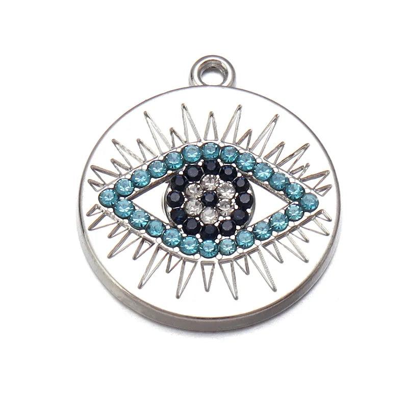 10pcs Evil Eye Charms with Zircon for Jewelry Making