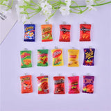 10pcs Mini Snack Resin Charms Earring Keychain Necklace Pendant