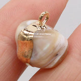 5PCS Natural Mother Of Pearl Shell Charms Plated Edge Necklace Pendant