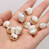 5PCS Natural Mother Of Pearl Shell Charms Plated Edge Necklace Pendant