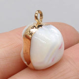 5PCS Natural Mother Of Pearl Shell Charms Plated Edge Necklace Pendant