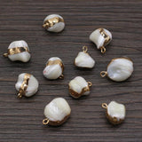 5PCS Natural Mother Of Pearl Shell Charms Plated Edge Necklace Pendant