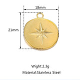 18mm*21mm Stainless Steel Star Pendant Charms 3pcs/Lot