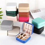 Jewelry Storage Box PU Leather Organizer Zipper Case Travel Makeup Bag