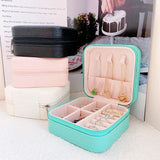 Jewelry Storage Box PU Leather Organizer Zipper Case Travel Makeup Bag
