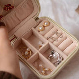 Jewelry Storage Box PU Leather Organizer Zipper Case Travel Makeup Bag