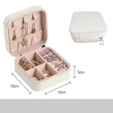 Jewelry Storage Box PU Leather Organizer Zipper Case Travel Makeup Bag