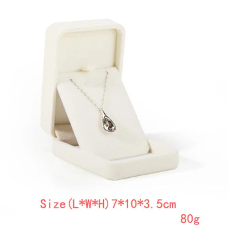 High Beige Velvet Jewelry Box Ring Necklace Earrings Pendant Storage Box