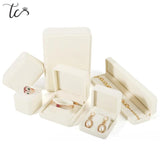 High Beige Velvet Jewelry Box Ring Necklace Earrings Pendant Storage Box
