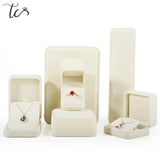 High Beige Velvet Jewelry Box Ring Necklace Earrings Pendant Storage Box