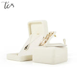 High Beige Velvet Jewelry Box Ring Necklace Earrings Pendant Storage Box