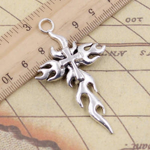 10pcs Cross Flames Fire Charms Tibetan Bronze Silver Pendants DIY Craft