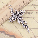 10pcs Cross Flames Fire Charms Tibetan Bronze Silver Pendants DIY Craft
