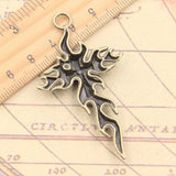 10pcs Cross Flames Fire Charms Tibetan Bronze Silver Pendants DIY Craft
