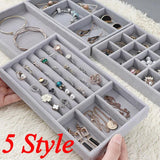 Velvet Jewelry Box Drawer Storage Display Tray Showcase Holder Organizer