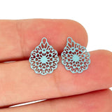50pcs Colorful Stainless Steel Filigree Flower Charms DIY Pendant C2842