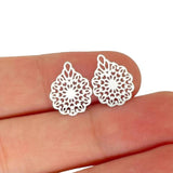 50pcs Colorful Stainless Steel Filigree Flower Charms DIY Pendant C2842