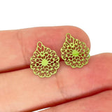 50pcs Colorful Stainless Steel Filigree Flower Charms DIY Pendant C2842
