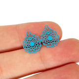 50pcs Colorful Stainless Steel Filigree Flower Charms DIY Pendant C2842