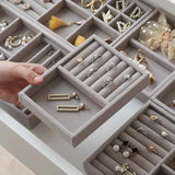 Portable Velvet Jewelry Display Tray Case Stackable Jewellery Holder
