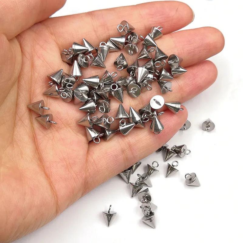 20 pcs Stainless Steel Cone Earring Necklace Pendant Jewelry Making Components