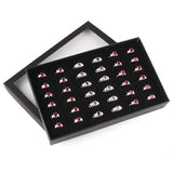 Earrings Jewelry Display Holder Organizer 36 Slots Ring Box Tray Storage Case