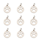 10pcs Stainless Steel Paw Print Charms for DIY Jewelry Making