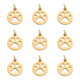 10pcs Stainless Steel Paw Print Charms for DIY Jewelry Making