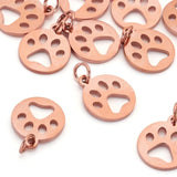 10pcs Stainless Steel Paw Print Charms for DIY Jewelry Making