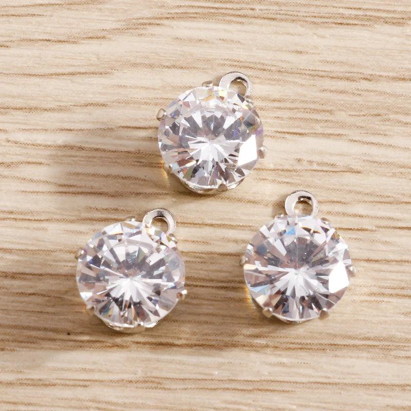 30pcs Small Crystal Charms Pendants Round Shape for Jewelry Making DIY