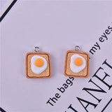 10pcs Bread Egg Poached Egg Resin Charms Pendant DIY Jewelry Making