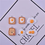 10pcs Bread Egg Poached Egg Resin Charms Pendant DIY Jewelry Making