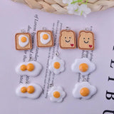 10pcs Bread Egg Poached Egg Resin Charms Pendant DIY Jewelry Making