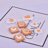 10pcs Bread Egg Poached Egg Resin Charms Pendant DIY Jewelry Making