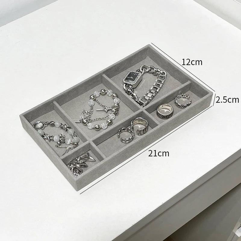 Velvet Jewelry Display Tray Stackable Grid Storage Box