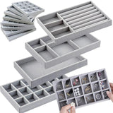 Velvet Jewelry Display Tray Stackable Grid Storage Box