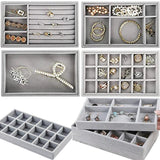 Velvet Jewelry Display Tray Stackable Grid Storage Box