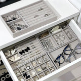 Velvet Jewelry Display Tray Stackable Grid Storage Box