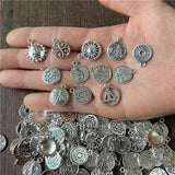 JunKang 30pcs 15mm Mixed Pattern Tag Pendants DIY Necklaces Bracelet Pieces