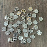JunKang 30pcs 15mm Mixed Pattern Tag Pendants DIY Necklaces Bracelet Pieces