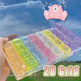 28 Grids Jewelry Storage Case Transparent Plastic Box Hinged Container