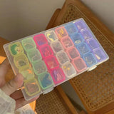 28 Grids Jewelry Storage Case Transparent Plastic Box Hinged Container