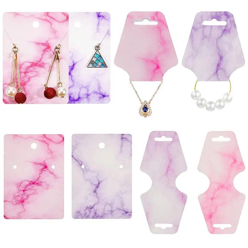 50pcs Marble Paper Earring Necklace Display Cards & Tags Jewelry Packing