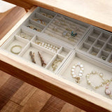 Stackable Velvet Jewelry Storage Case Ring Earring Holder Organizer