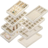 Stackable Velvet Jewelry Storage Case Ring Earring Holder Organizer