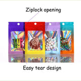 10pcs Gradient Laser Smell Proof Mylar Bags Ziplock Plastic Foil Pouch