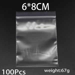 100pcs Ziplock Plastic Bags Jewelry Reclosable Storage Bag