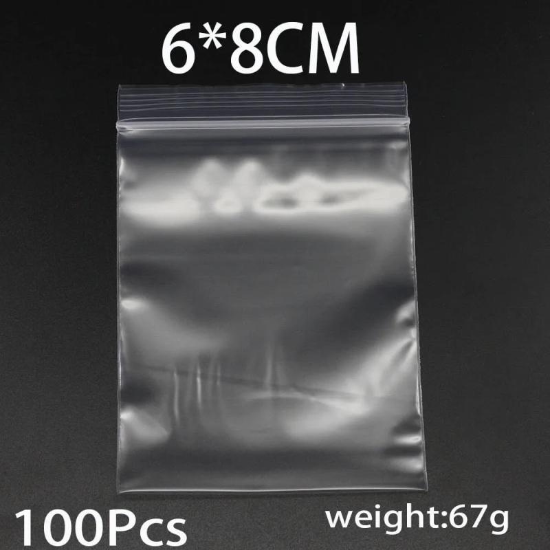 100pcs Ziplock Plastic Bags Jewelry Reclosable Storage Bag
